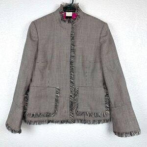 Harve Benard Vintage Houndstooth Women's 100% Wool Zipper Jacket | Size 10
